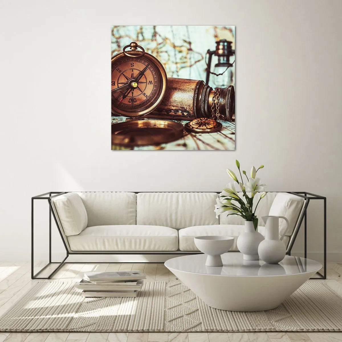 Glasbild - Bild auf glas - Ein Piratenabenteuer in der Karibik wartet - 60x60 cm