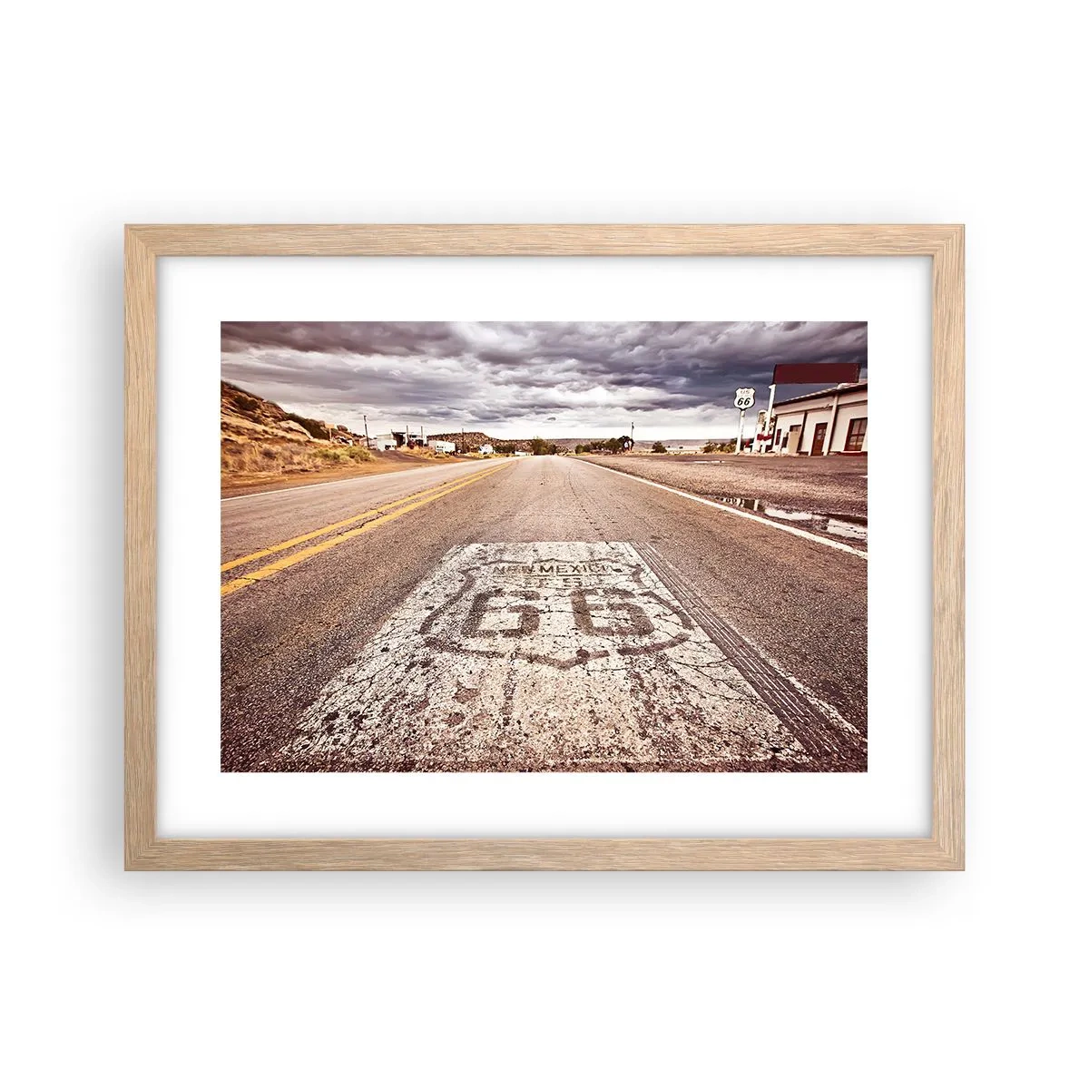 Poster in einem Rahmen aus heller Eiche - Mother Road - eine amerikanische Legende - 40x30 cm