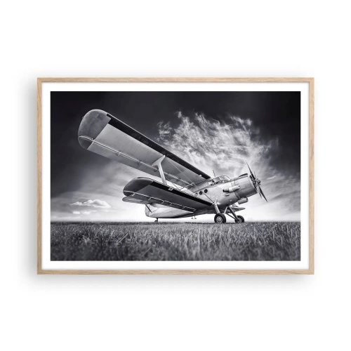 Poster in einem Rahmen aus heller Eiche - Der geflügelte Wanderer - 100x70 cm