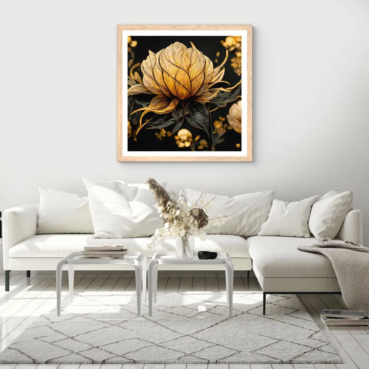 Poster in einem Rahmen aus heller Eiche - Subtile Zerbrechlichkeit - 40x40 cm