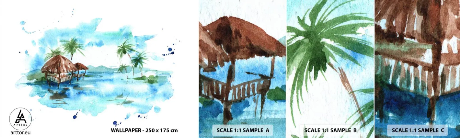 Fototapetenmuster Standard Eco - Irgendwo im Pazifik - Landschaft, Insel, Palmen - 100x30 cm