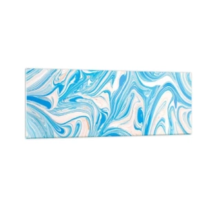 Glasbild - Bild auf glas - Abstrakte Wirbel im blauen und weißen Marmorstil - 140x50cm - Sumpf in Türkis - Moderne Wanddekoration für Wohnzimmer und Schlafzimmer ARTTOR