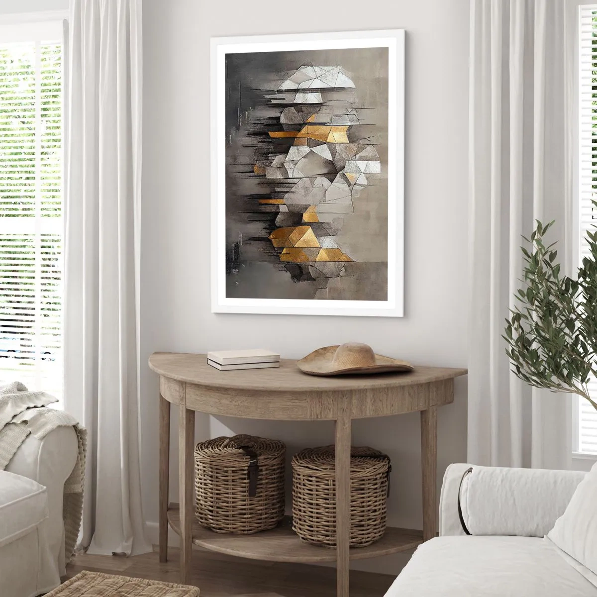 Poster in einem weißen Rahmen - Komposition aus Eis und Licht - 70x100 cm