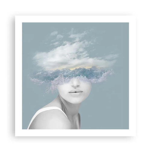 Poster - Mit dem Kopf in den Wolken - 60x60 cm