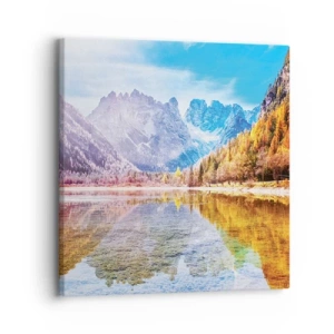 Bild auf Leinwand - Leinwandbild - Und in den Bergen ist es schon Herbst - 30x30 cm