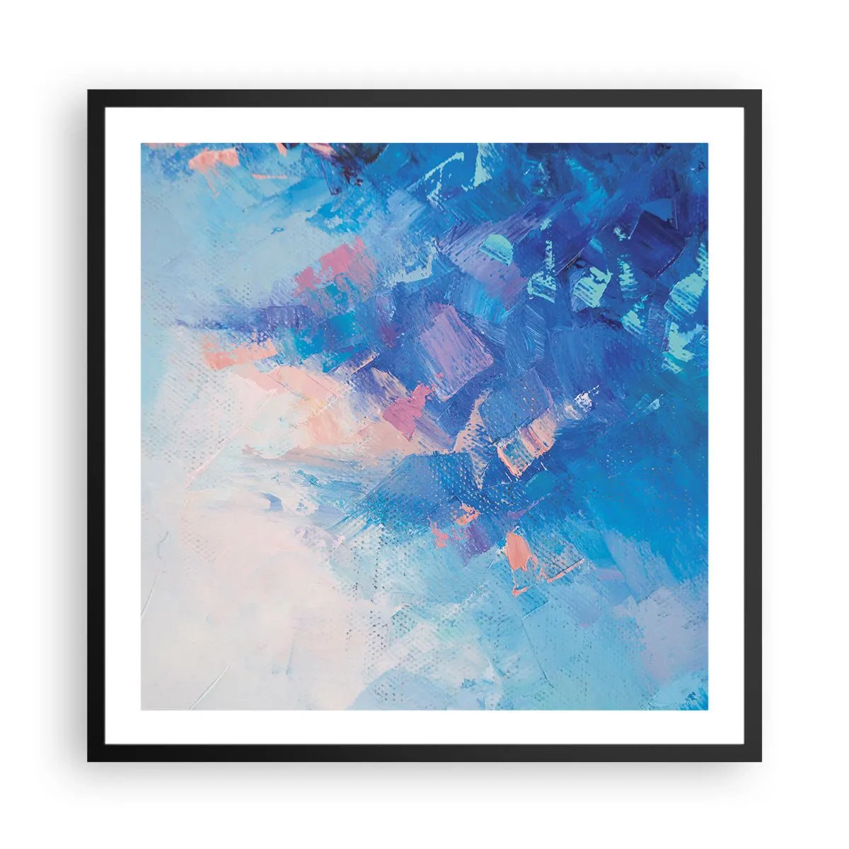 Poster in einem schwarzem Rahmen - Winter-Abstraktion - 60x60 cm