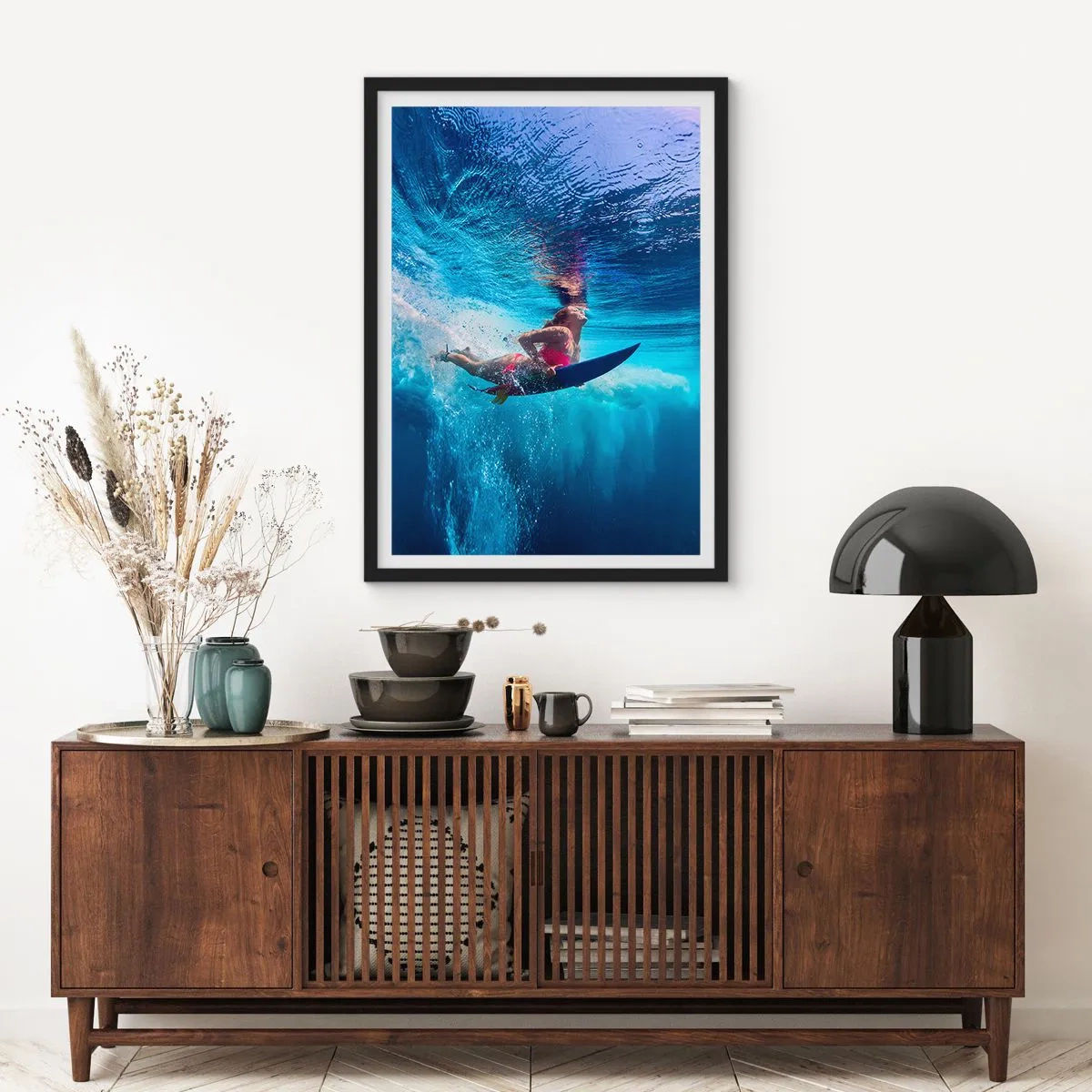 Poster in einem schwarzem Rahmen - Tiefe der Freude - 40x50 cm