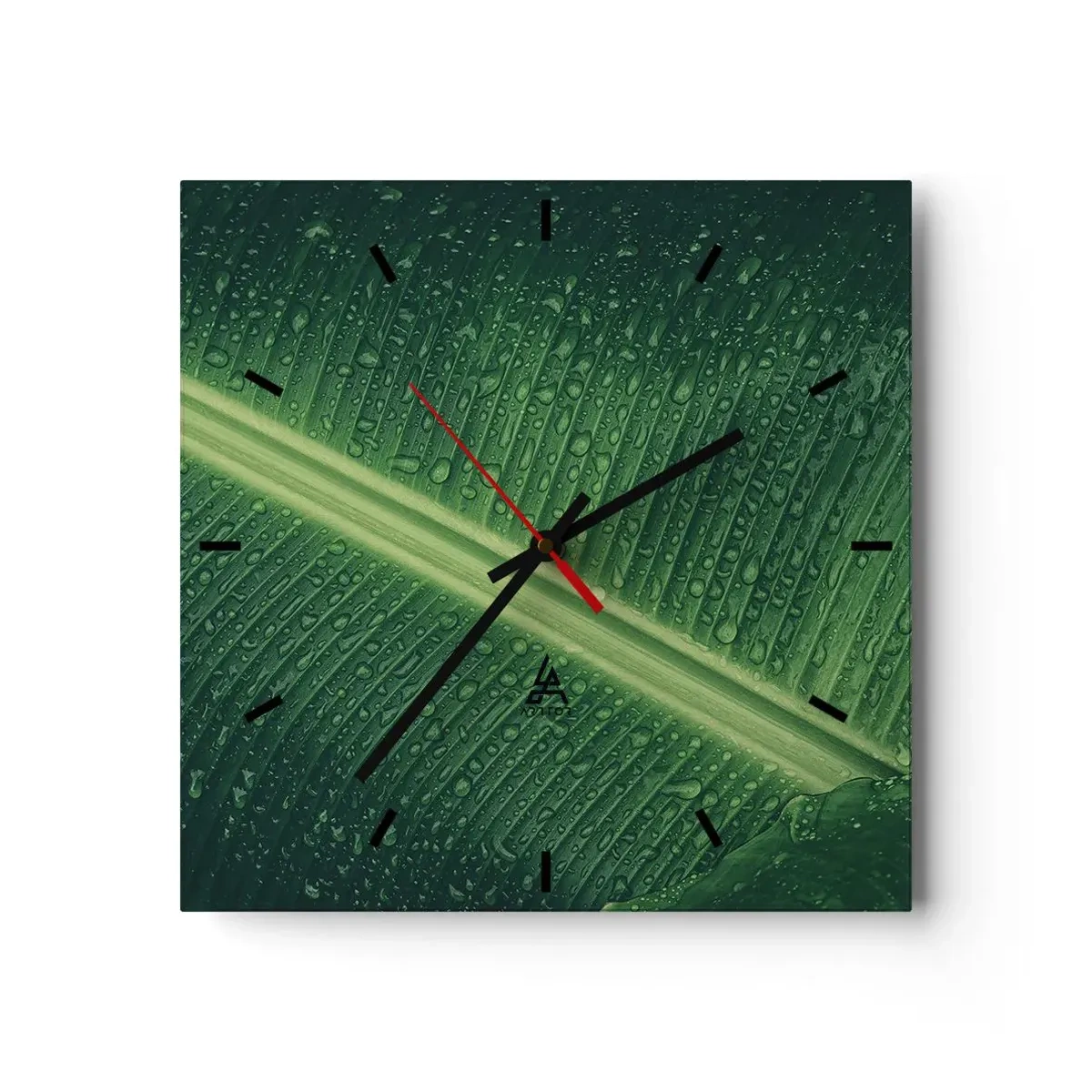Wanduhr - Glasuhr - Die Struktur des Grüns - 40x40 cm