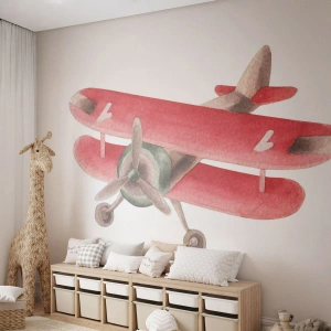 Fototapete Premium Sand - Bereit für Höhenflüge - Flugzeug, Kinder, Jahrgang - 350x256 cm