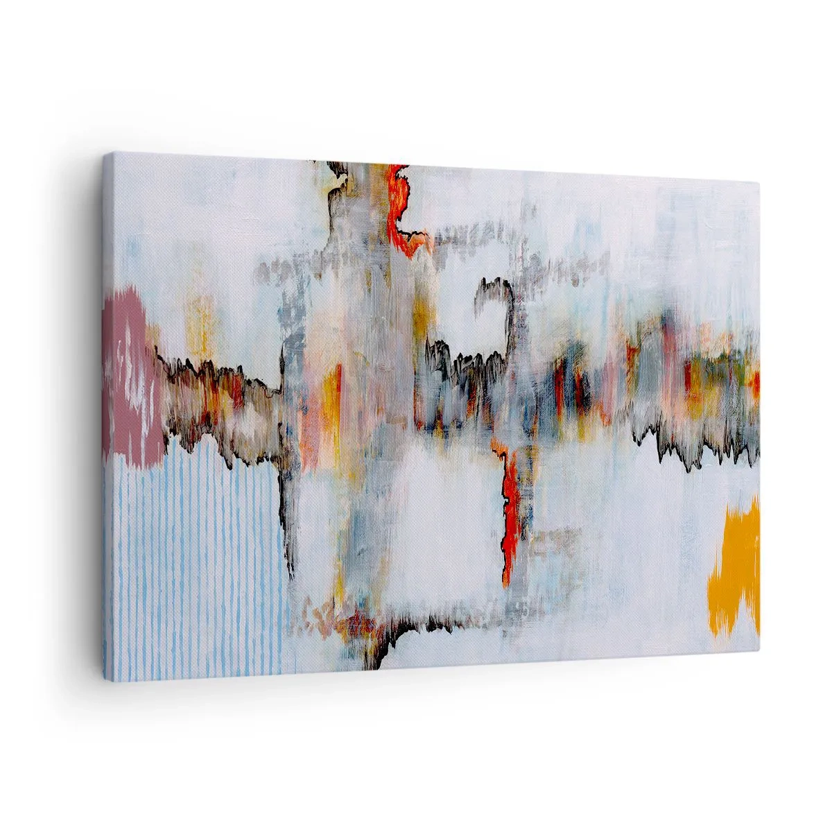 Bild auf Leinwand - Leinwandbild - Abstraktes Muster mit lebendigen Farben auf hellem Hintergrund - 70x50cm - Ein Stock auf dem Wasser - Moderne Wanddekoration für Wohnzimmer und Schlafzimmer ARTTOR