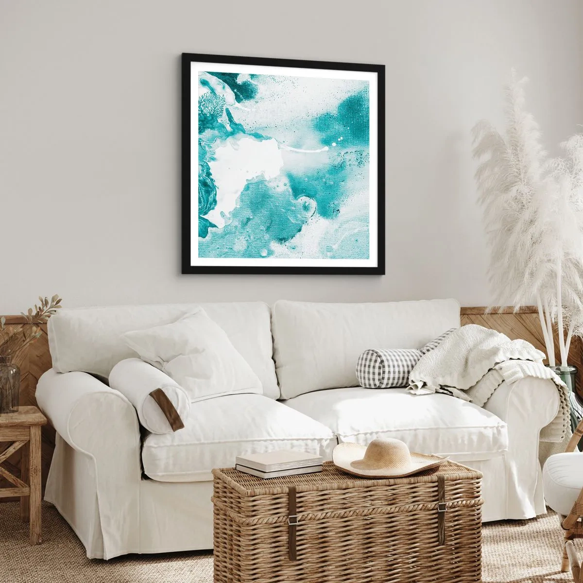 Poster in einem schwarzem Rahmen - Morast von Blau - 50x50 cm