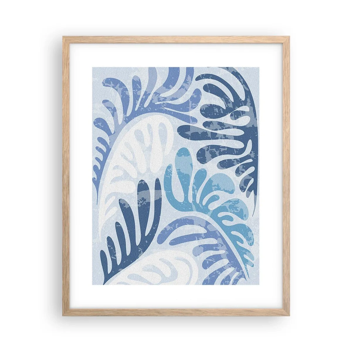 Poster in einem Rahmen aus heller Eiche - Blaue Farne - 40x50 cm