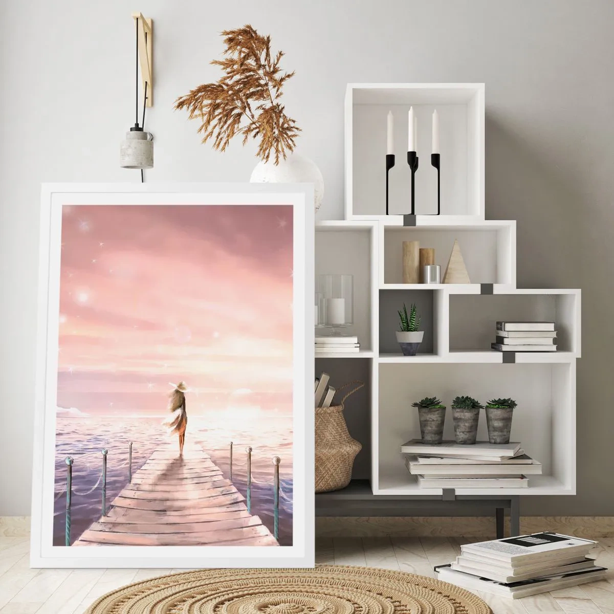 Poster in einem weißen Rahmen - Im Licht eines Traums - 70x100 cm