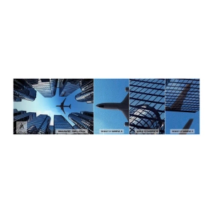 Fototapeten Muster Premium Sand - Der Blick aus der Glasschlucht - Die Architektur, Flugzeug, Stadt - 100x30 cm