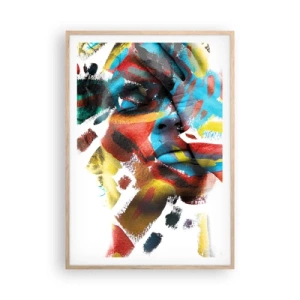 Poster in einem Rahmen aus heller Eiche - Eine bunte Persönlichkeit - 70x100 cm