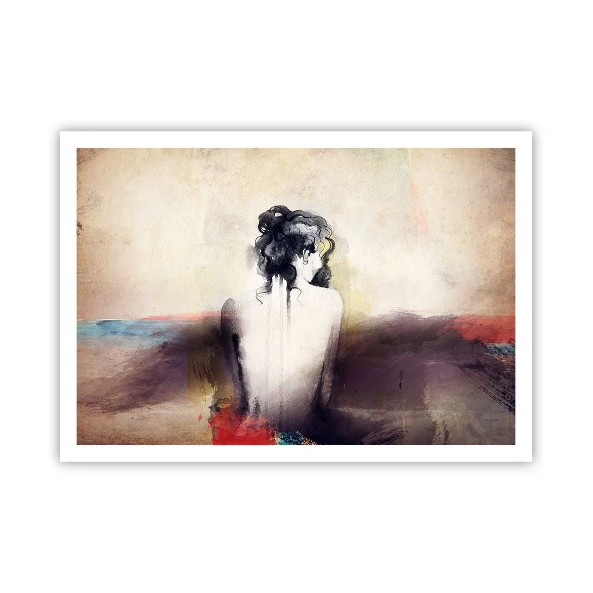 Poster - Ein subtiles Frauenporträt im künstlerischen Stil - 100x70cm - Glatte Linien, ovale Formen - Moderne Wanddekoration für Wohnzimmer und Schlafzimmer ARTTOR