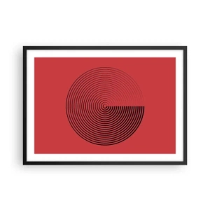 Poster in einem schwarzem Rahmen - Konzentrische Kreise auf rotem Hintergrund - 70x50cm - Kreisbewegung - Moderne Wanddekoration für Wohnzimmer und Schlafzimmer ARTTOR
