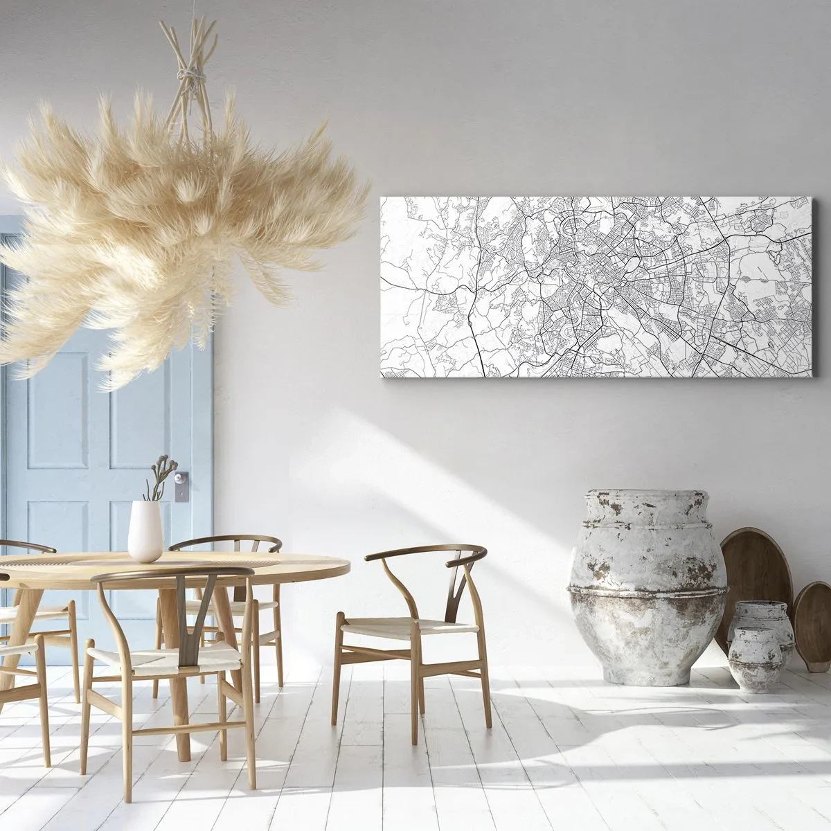 Bild auf Leinwand - Leinwandbild - Ein Stadtplan im minimalistischen Stil mit zarten Linien - 120x50cm - Römischer Kreis - Moderne Wanddekoration für Wohnzimmer und Schlafzimmer ARTTOR