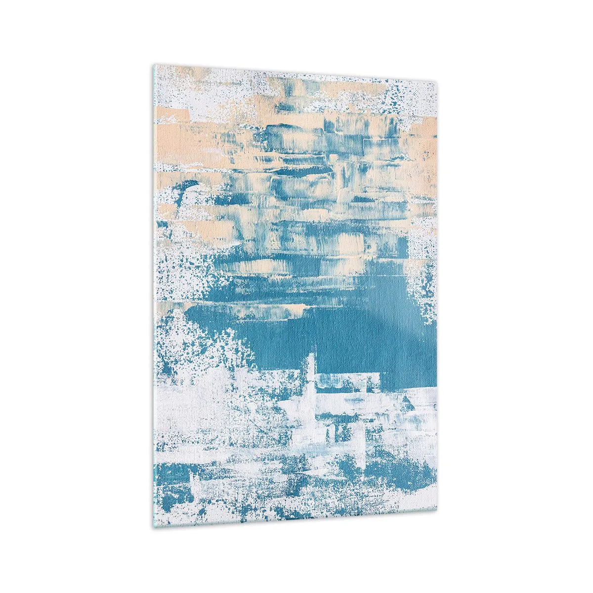 Glasbild - Bild auf glas - Abstrakte Komposition in Blau- und Weißtönen - 70x100cm - Durch einen Eiszapfen - Moderne Wanddekoration für Wohnzimmer und Schlafzimmer ARTTOR