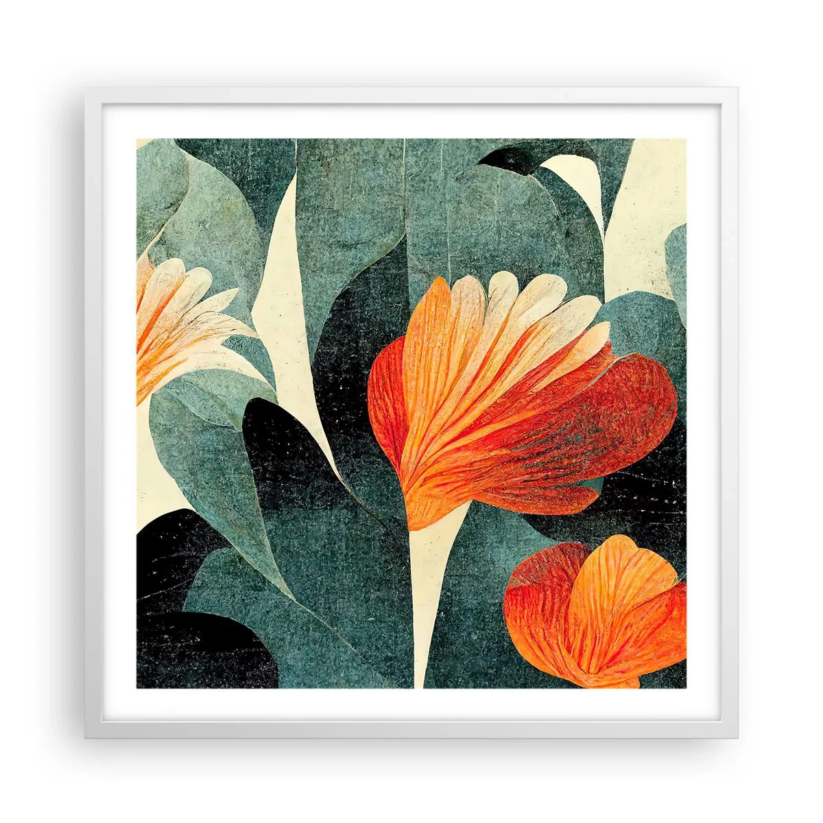 Poster in einem weißen Rahmen - Hitze der Tropen und Kühle des Grüns - 60x60 cm