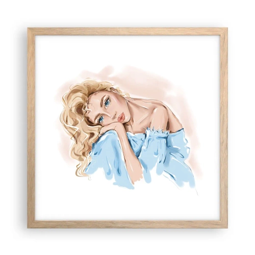 Poster in einem Rahmen aus heller Eiche - Verträumt im Blau - 40x40 cm