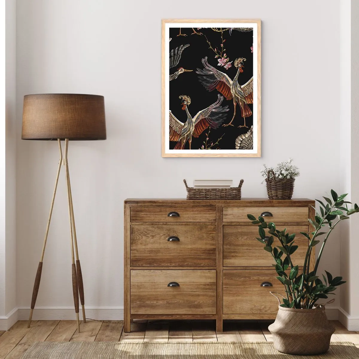 Poster in einem Rahmen aus heller Eiche - Märchenvogel - 30x40 cm