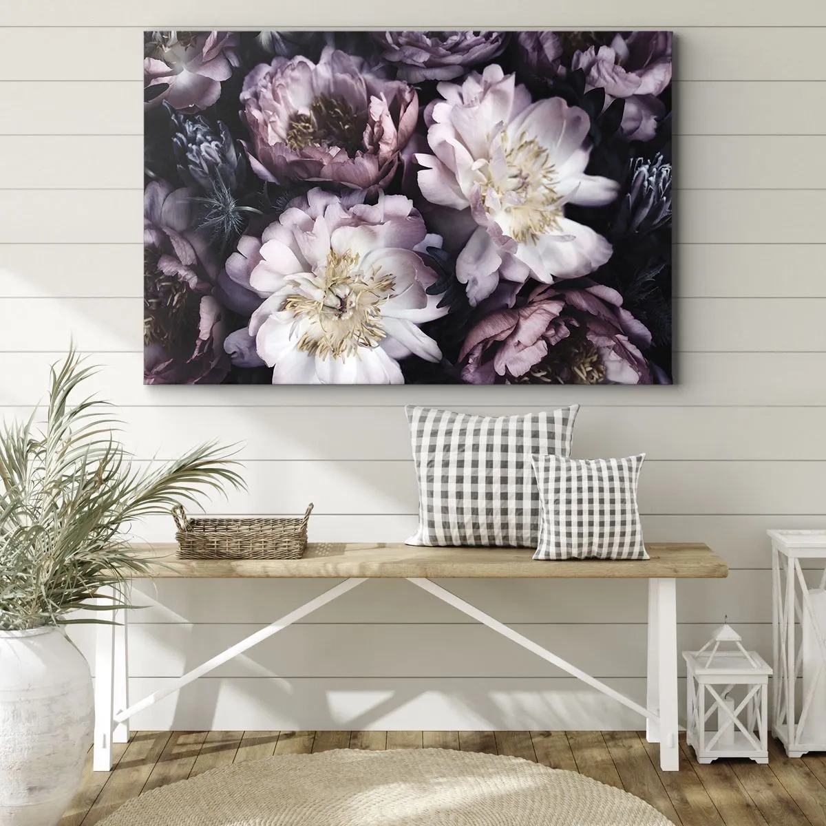 Bild auf Leinwand - Leinwandbild - Blumen in zarten Pastelltönen - 120x80cm - Blumenstrauß im alten Stil - Moderne Wanddekoration für Wohnzimmer und Schlafzimmer ARTTOR