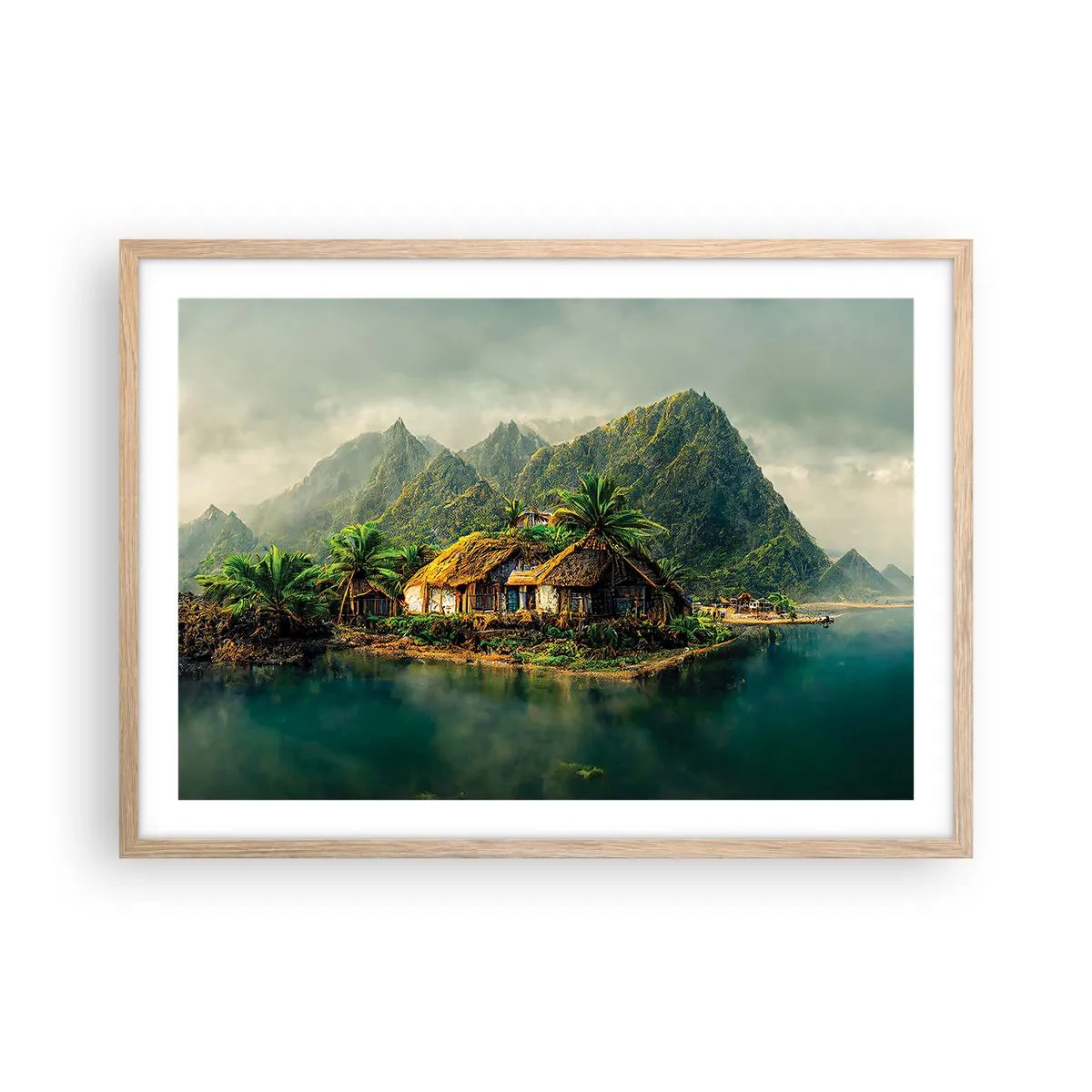 Poster in einem Rahmen aus heller Eiche - Tropisches Paradies - 70x50 cm