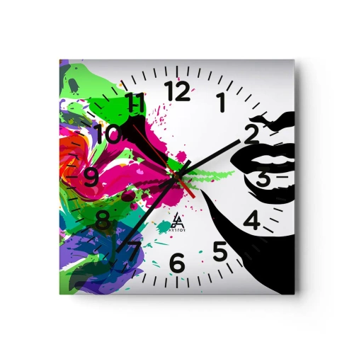 Wanduhr - Glasuhr - Eine Geschichte in den Farben des Regenbogens - 40x40 cm