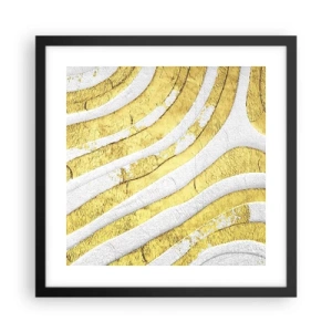 Poster in einem schwarzem Rahmen - Komposition in Weiß und Gold - 40x40 cm