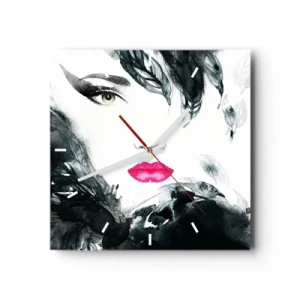 Wanduhr - Glasuhr - Beachtung! Femme fatale - 40x40 cm