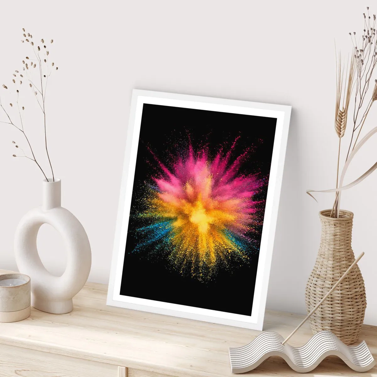 Poster in einem weißen Rahmen - Die Geburt der Farben - 40x50 cm