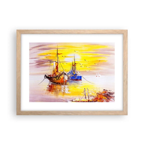 Poster in einem Rahmen aus heller Eiche - Eine wohlverdiente Pause im Hafen - 40x30 cm