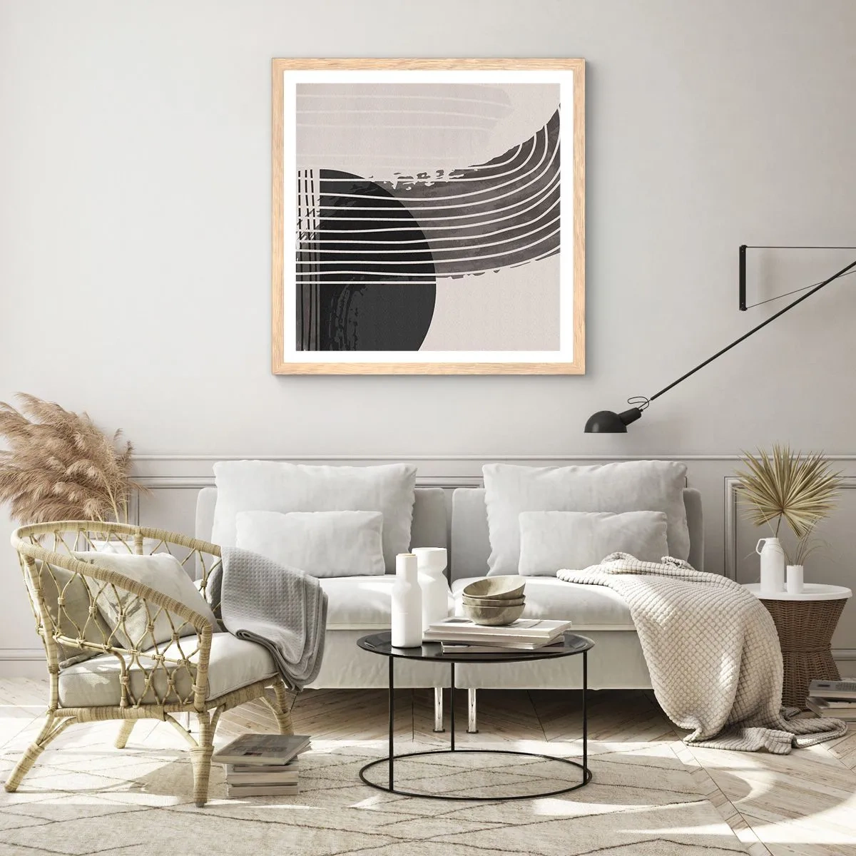 Poster in einem Rahmen aus heller Eiche - Hin und zurück - 30x30 cm