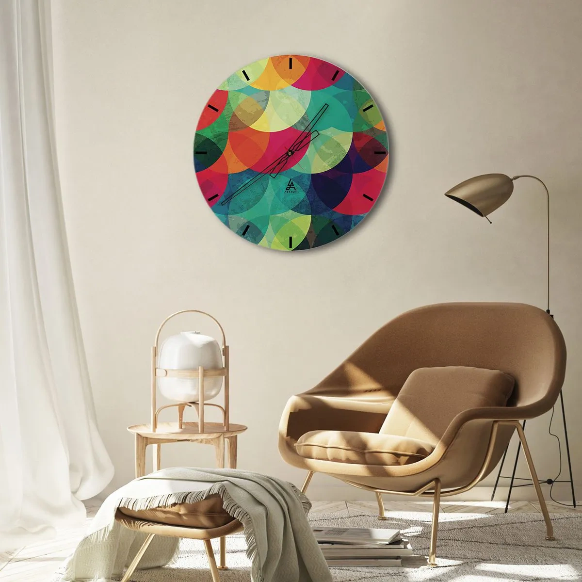 Wanduhr - Glasuhr - Aufstieg zum Regenbogen - 40x40 cm