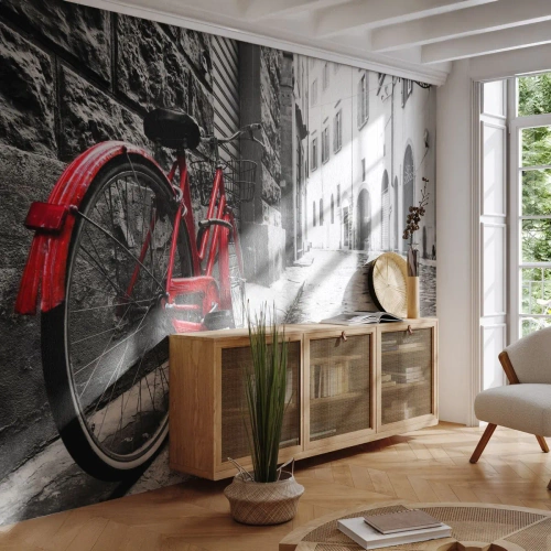 Selbstklebende Fototapete Deluxe Sticker - Wahre Schönheit wird nicht alt - Stadt, Die Architektur, Fahrrad - 100x70 cm