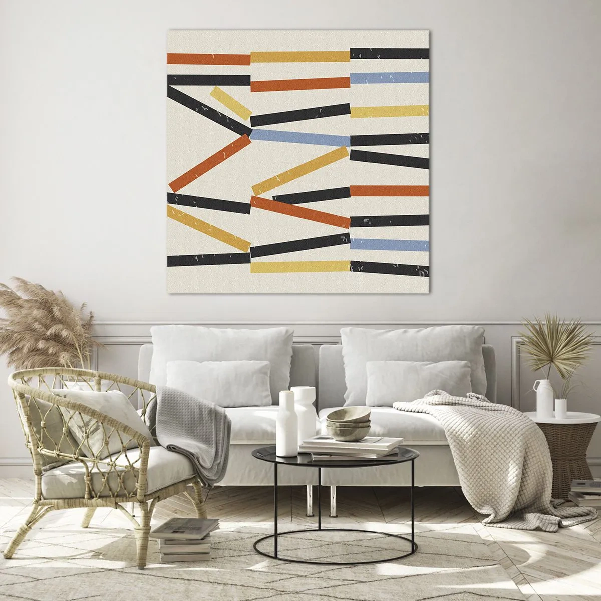 Glasbild - Bild auf glas - Komposition auf der Ebene - 30x30 cm