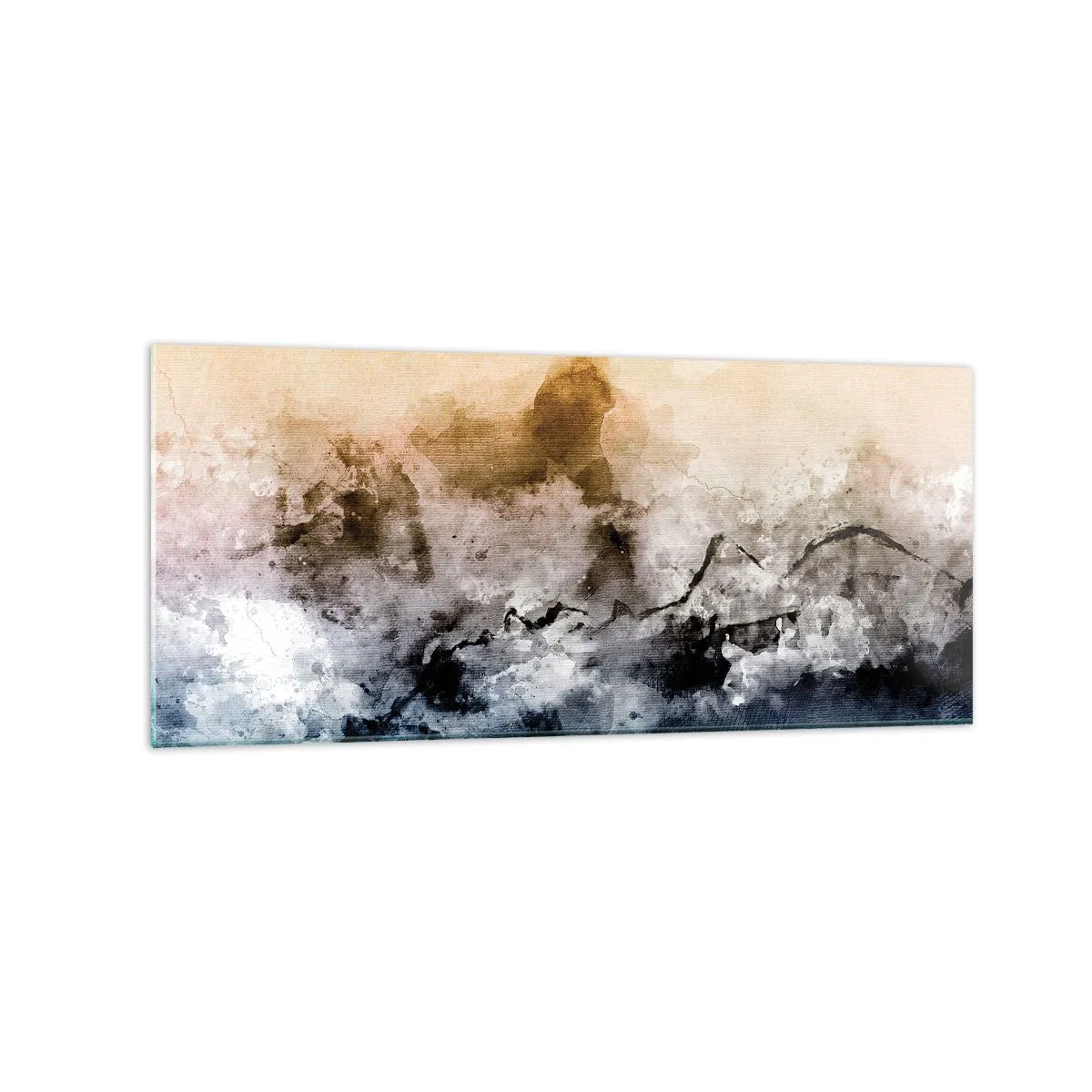 Glasbild - Bild auf glas - Abstrakte Landschaft mit Nebel und dezenten Farben - 120x50cm - In einer Nebelwolke ertrunken - Moderne Wanddekoration für Wohnzimmer und Schlafzimmer ARTTOR