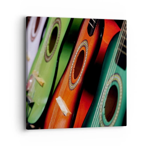 Bild auf Leinwand - Leinwandbild - Die Gitarre hat viele Farben - 40x40 cm