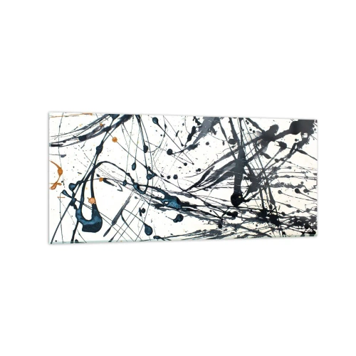 Glasbild - Bild auf glas - Ein abstraktes Gemälde mit Farbspritzern in dynamischen Mustern. - 120x50cm - Expressionistische Abstraktion - Moderne Wanddekoration für Wohnzimmer und Schlafzimmer ARTTOR