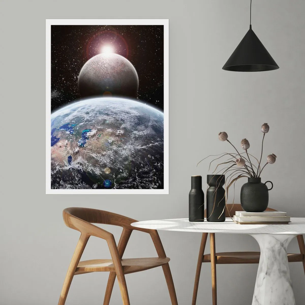 Poster - Weltraumlandschaft - Sonnenaufgang - 40x50 cm