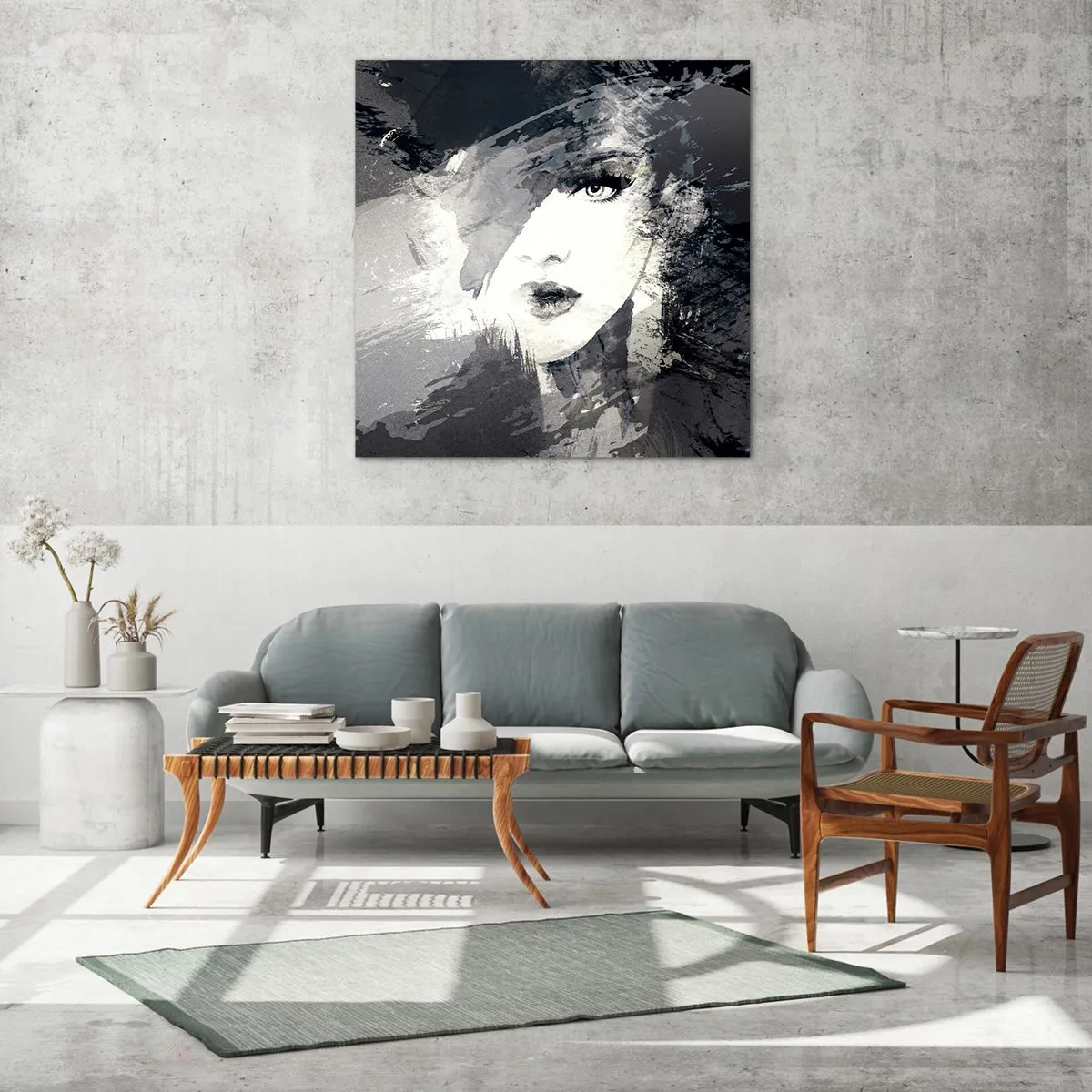 Glasbild - Bild auf glas - Hinter einem grauen Schleier - 70x70 cm