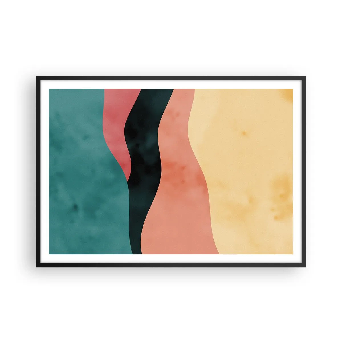 Poster in einem schwarzem Rahmen - Abstrakte Wellen in Pastellfarben - 100x70cm - Konforme Nichtkonformität - Moderne Wanddekoration für Wohnzimmer und Schlafzimmer ARTTOR