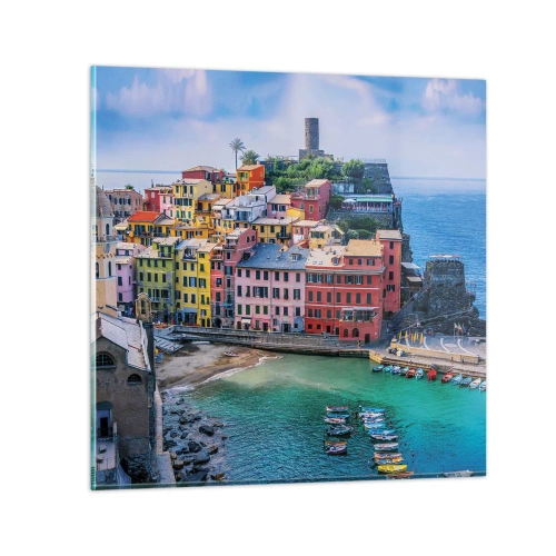 Glasbild - Bild auf glas - Mediterrane Zauberstadt - 70x70 cm