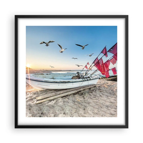 Poster in einem schwarzem Rahmen - Wohlverdiente Ruhe - 50x50 cm