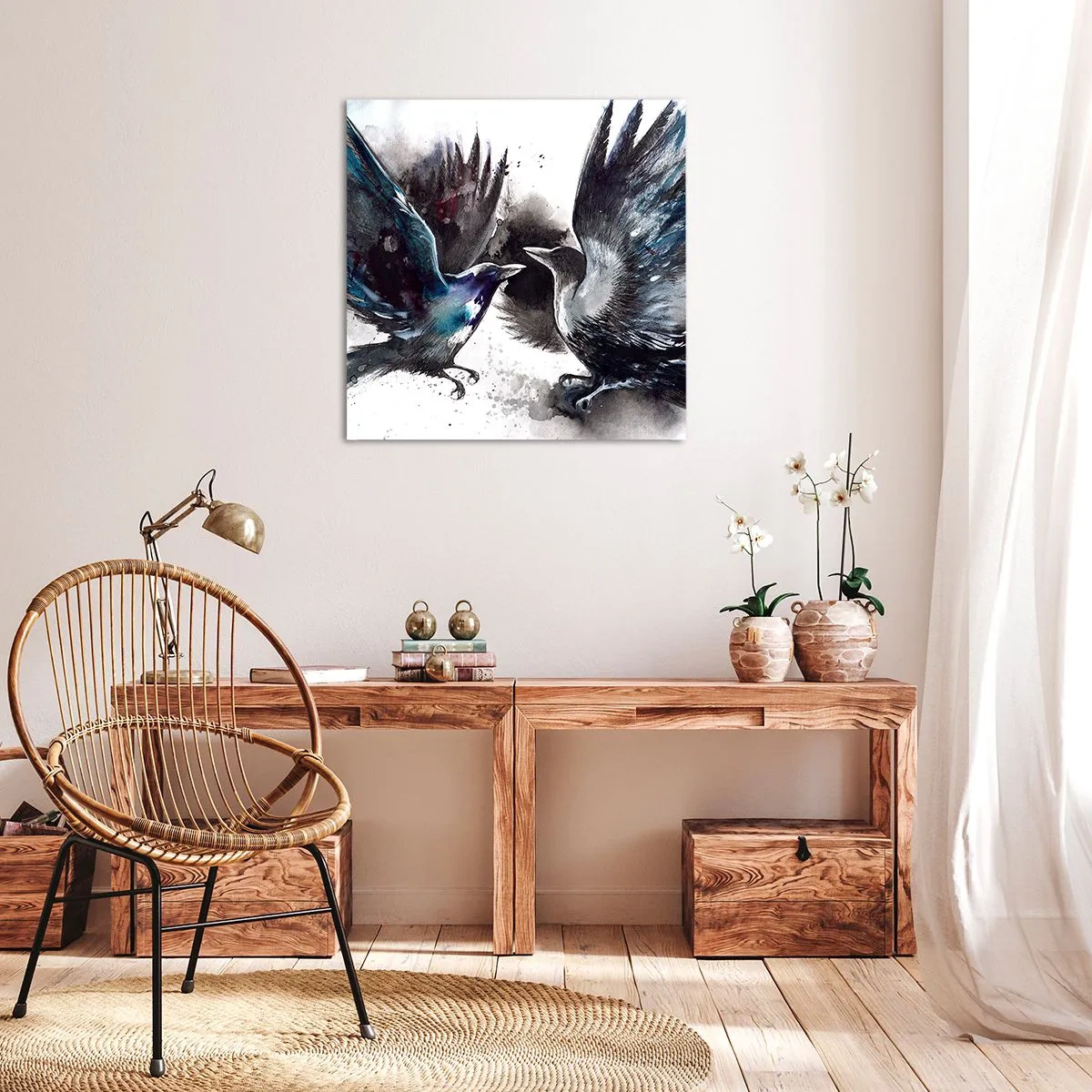 Bild auf Leinwand - Leinwandbild - Rabe zum Raben ... - 70x70 cm