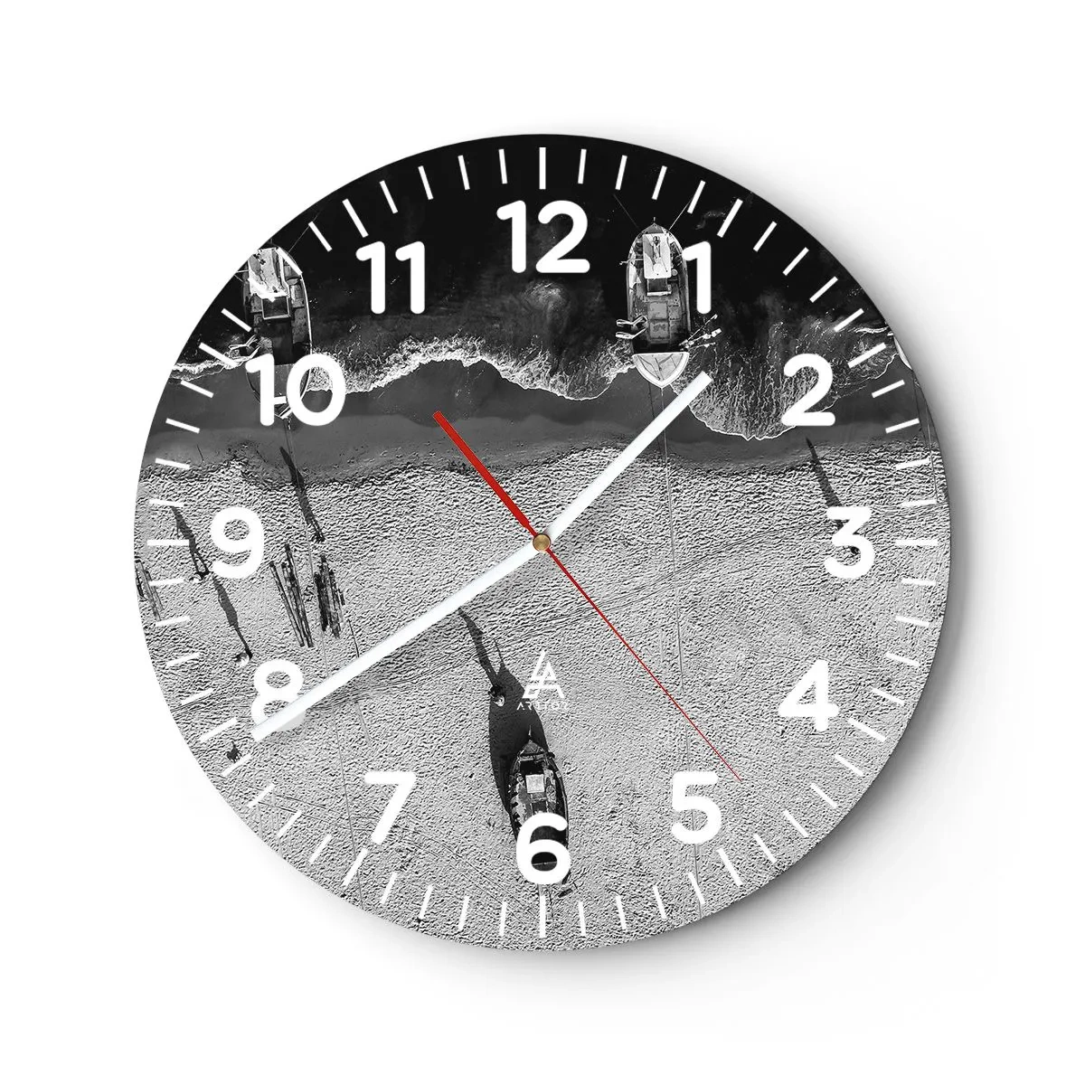 Wanduhr - Glasuhr - Immer noch am Ufer… - 30x30 cm