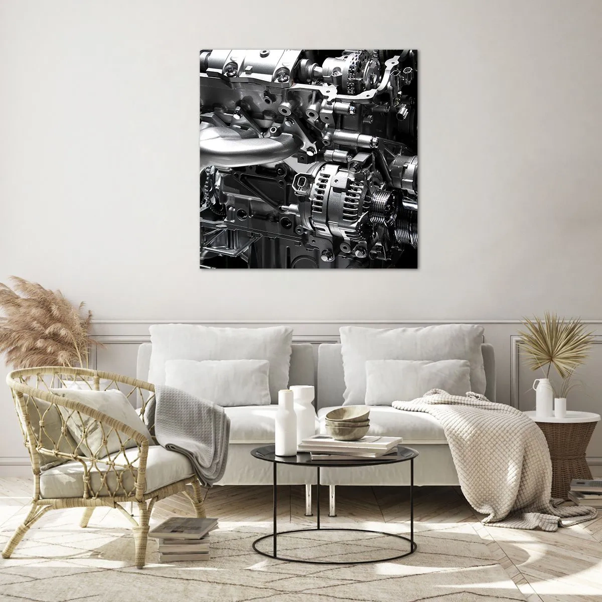 Glasbild - Bild auf glas - Stahl, schön, stark - 70x70 cm