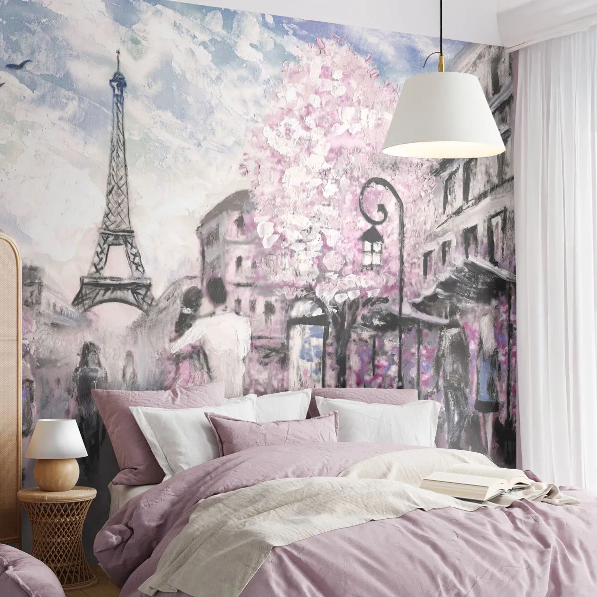 Fototapete Premium Sand - Romantische Szene in Paris mit dem Eiffelturm - 100x70cm - Wie man sich verlieben kann, ist nur in ... - Moderne Wanddekoration für Wohnzimmer und Schlafzimmer ARTTOR
