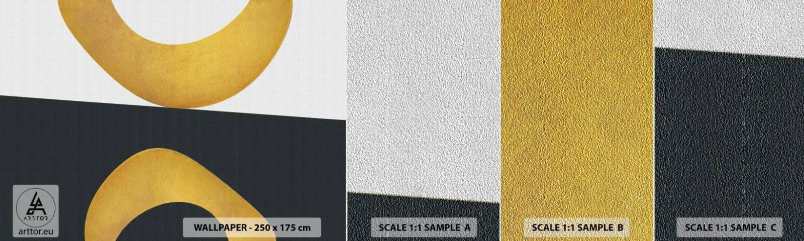 Fototapeten Muster Premium Sand - Erstens: Gold - Abstraktion, Formen, Räder - 100x30 cm